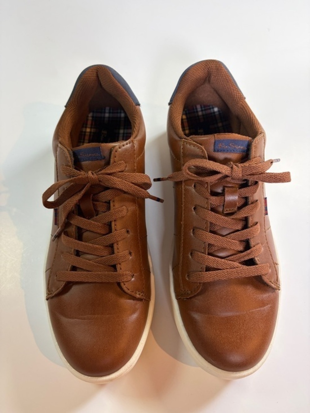 Ben Sherman Brown Faux Leather Sneakers Mens Size 8 Casual Lace Up Shoe